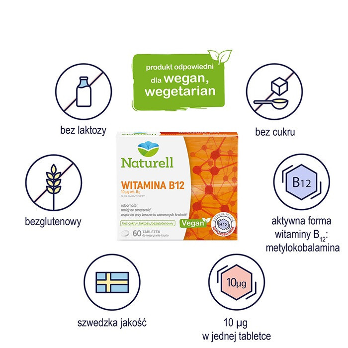 Naturell Witamina B-12 60 tabletek