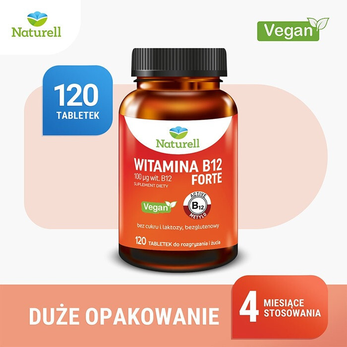 Naturell Witamina B12 Forte tabletki na niedobory witaminy B12, 120 szt.