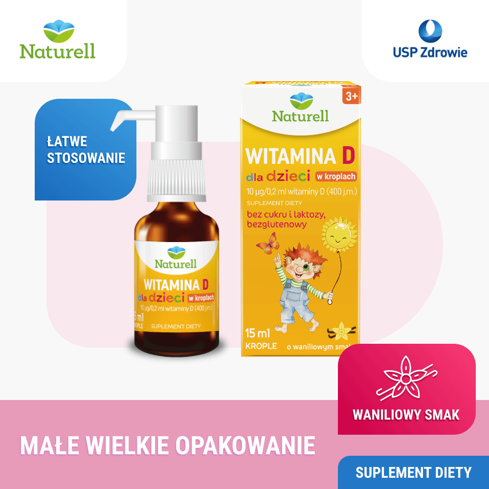 Naturell Witamina D dla dzieci w kroplach, 15 ml