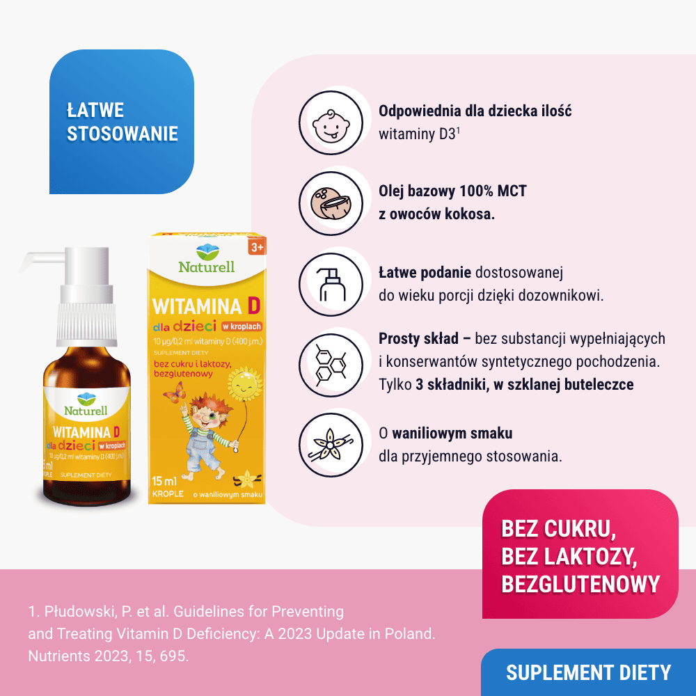 Naturell Witamina D dla dzieci w kroplach, 15 ml
