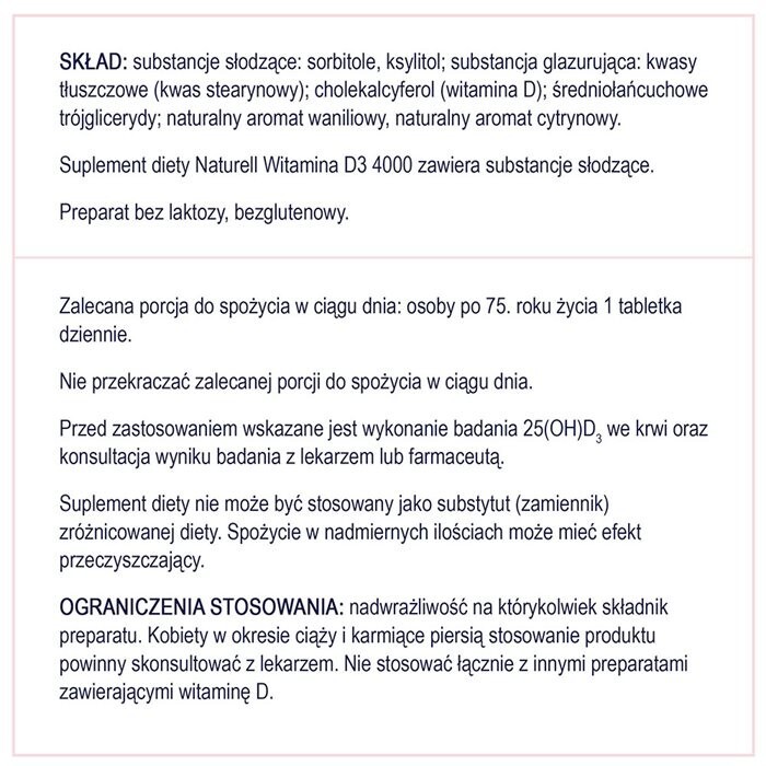Naturell Witamina D3 4000 j.m 60 tabletek do ssania