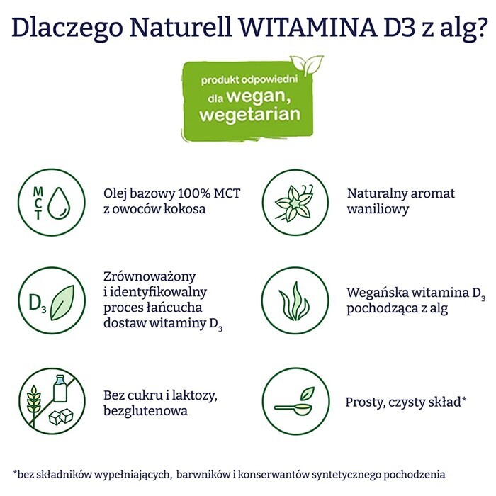 NATURELL Witamina D3 z alg krople 15 ml