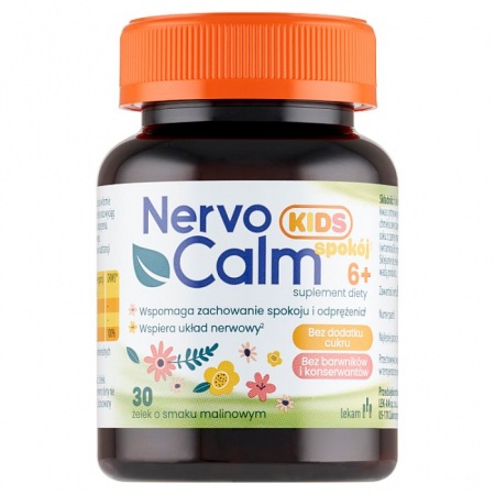 Nervo Calm Kids Spokój żelki o smaku malinowym dla dzieci 6+, 30 szt.