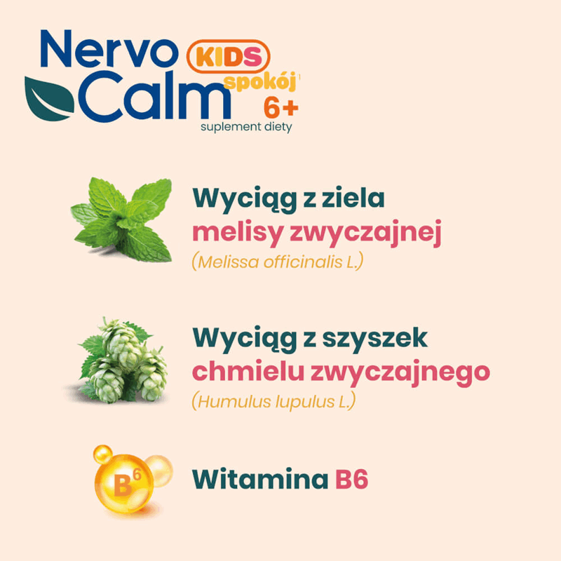 NervoCalm Kids Spokój żelki o smaku malinowym dla dzieci 6+, 30 szt.