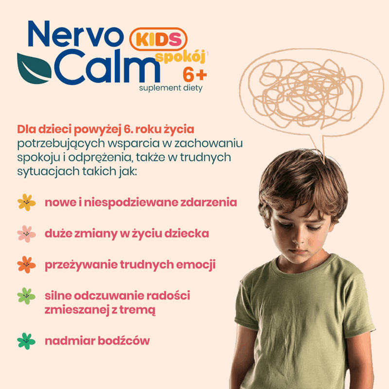 NervoCalm Kids Spokój żelki o smaku malinowym dla dzieci 6+, 30 szt.