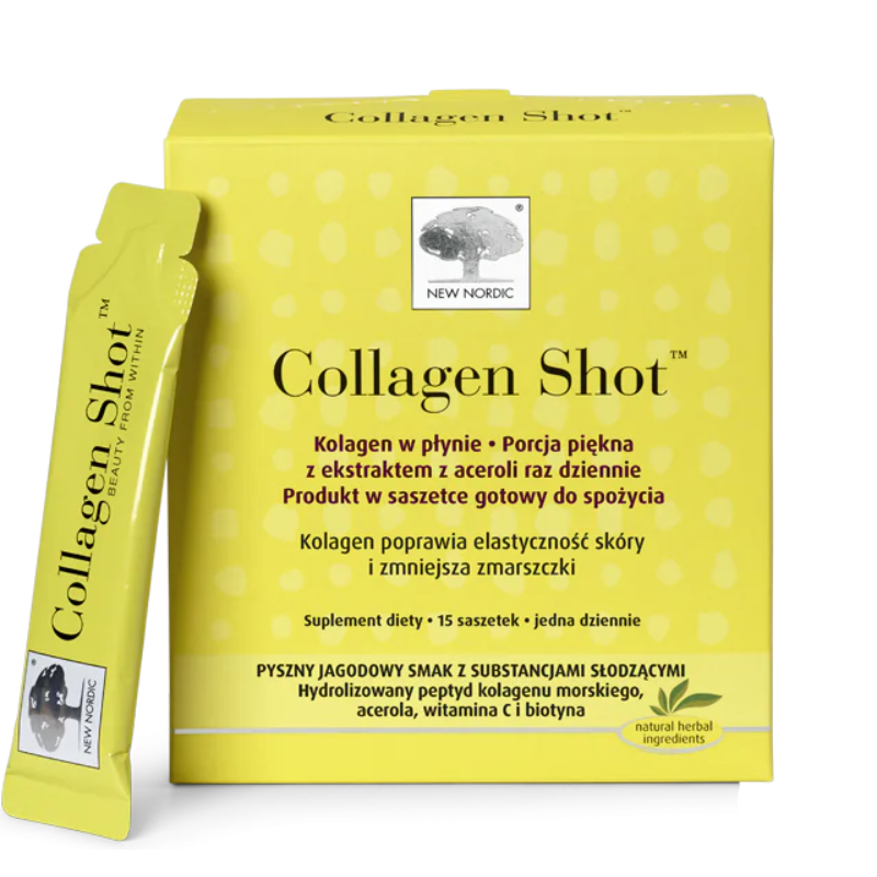 New Nordic Collagen Shot smak jagodowy saszetki, 15 szt.
