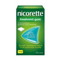 Nicorette  Freshmint Gum 4 mg lecznicze gumy do żucia, 105 szt.