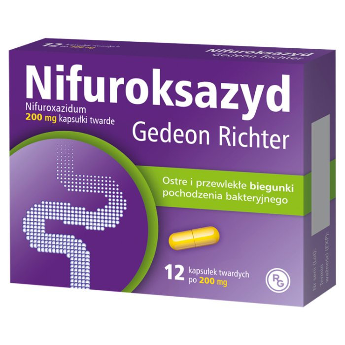 Nifuroksazyd Richter 200 mg 12 kapsułek