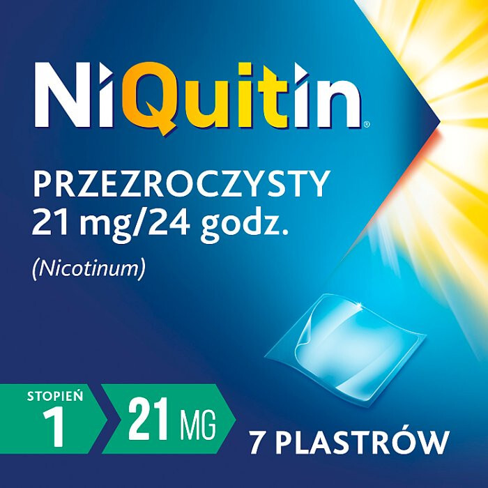 NIQUITIN PRZEZROCZYSTY 21MG/24GODZ. 7 PLASTRÓW / RZUCANIE PALENIA