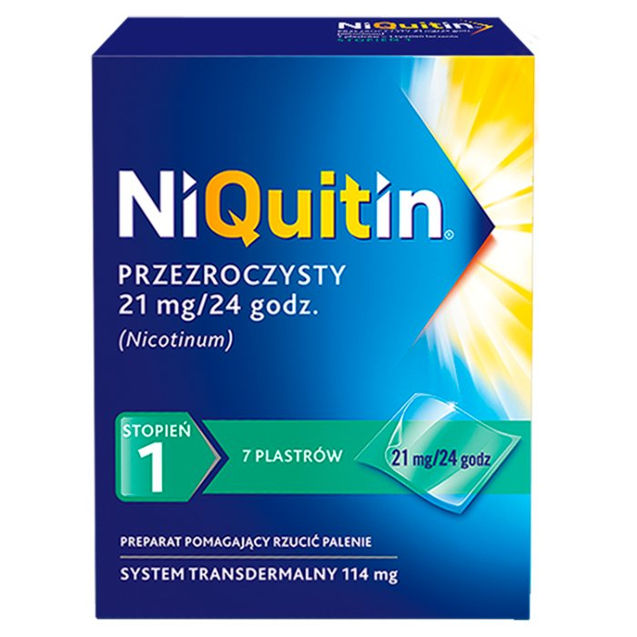 NIQUITIN PRZEZROCZYSTY 21MG/24GODZ. 7 PLASTRÓW / RZUCANIE PALENIA