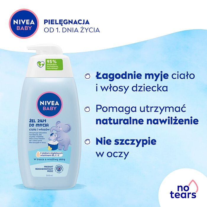 Nivea Baby żel 2w1 do mycia ciała i włosów dla niemowląt, 500 ml