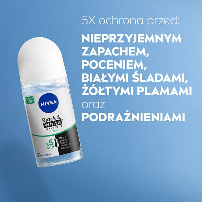 Nivea Black & White Invisible fresh dezodorant w kulce dla kobiet, 50 ml