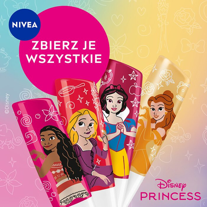 Nivea Disney Princess Pielęgnująca pomadka do ust Vanilla Cupcake, 4,8 g