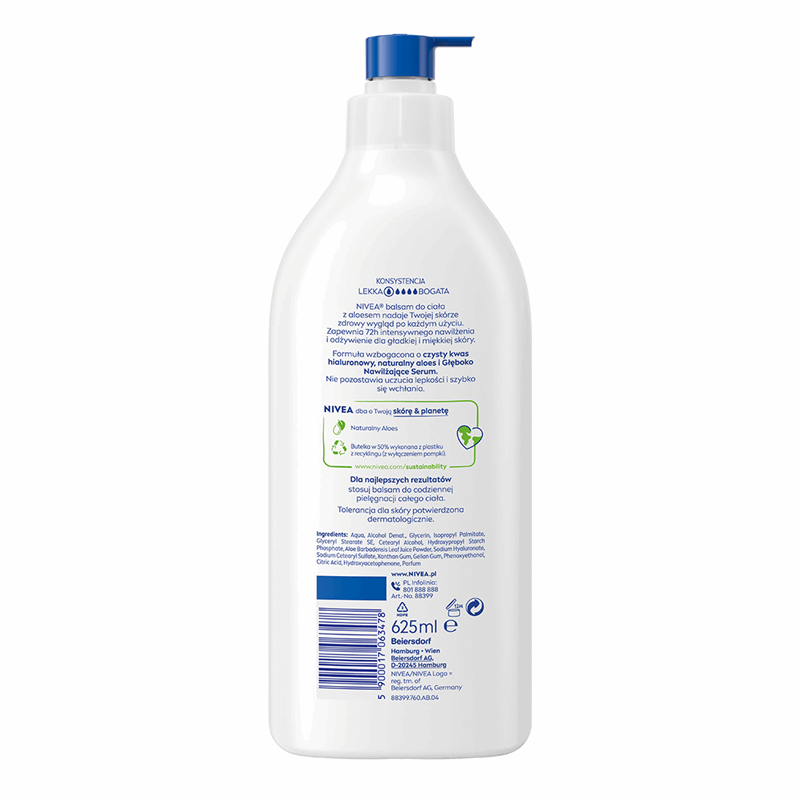 Nivea Łagodzący balsam do ciała z aloesem, 625 ml