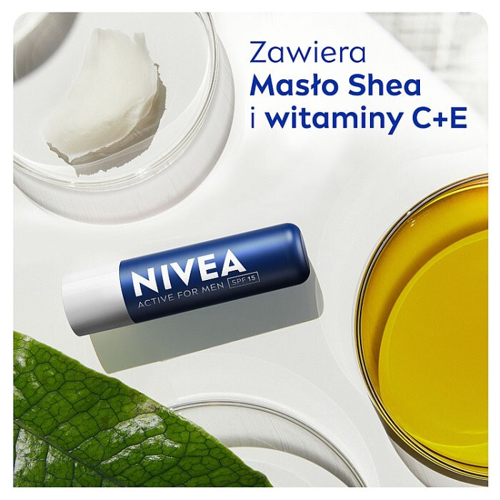 Nivea Men Active pomadka ochronna do ust dla mężczyzn SPF15, 4,8 g