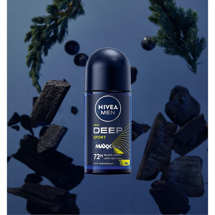 Nivea Men Deep Sport roll-on antyperspirant dla mężczyzn w kulce, 50 ml