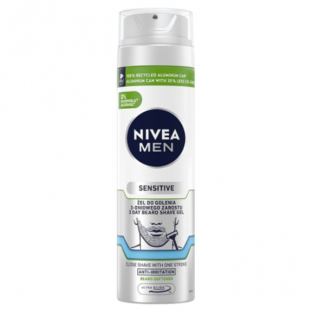 NIVEA Men Sensitive ŻEL DO GOLENIA 3-DNIOWEGO ZAROSTU 200 ml