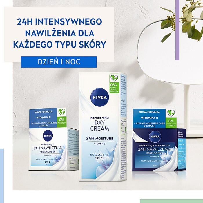 Nivea Odświeżający Krem na dzień 24H nawilżenia SPF 15, 50 ml