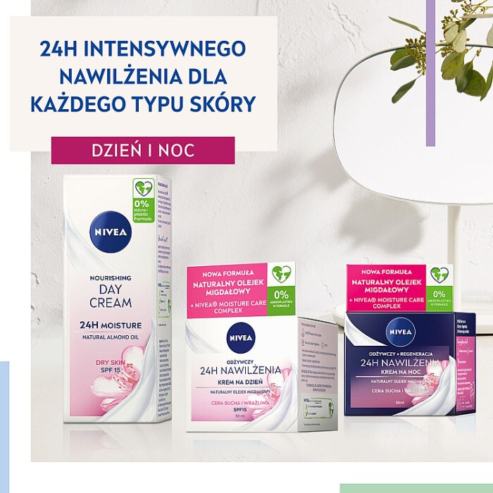 NIVEA Odżywczy Krem na Dzień 24H nawilżenia SPF15 50 ml