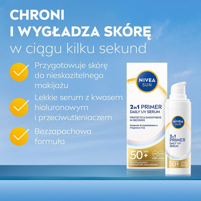 Nivea Sun Primer Daily UV serum 2w1 SPF 50+, 30 ml
