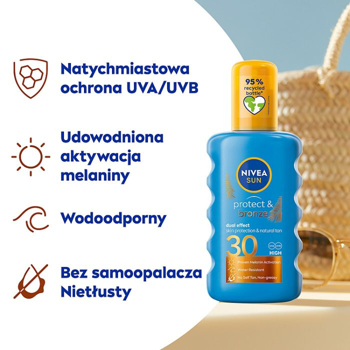 Nivea Sun Protect & Bronze balsam do opalania w sprayu aktywujący naturalną opaleniznę SPF 30, 200 ml