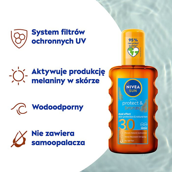 Nivea Sun Protect & Bronze Olejek do opalania w sprayu SPF 30, 200 ml