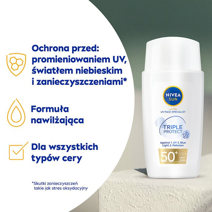 Nivea Sun Tripple Protect Fluid przeciwsłoneczny SPF50, 40 ml