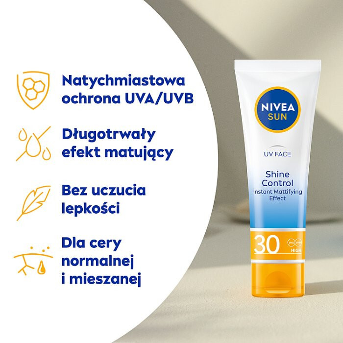 Nivea Sun UV Face Shine Control matujący krem do twarzy SPF30, 50 ml
