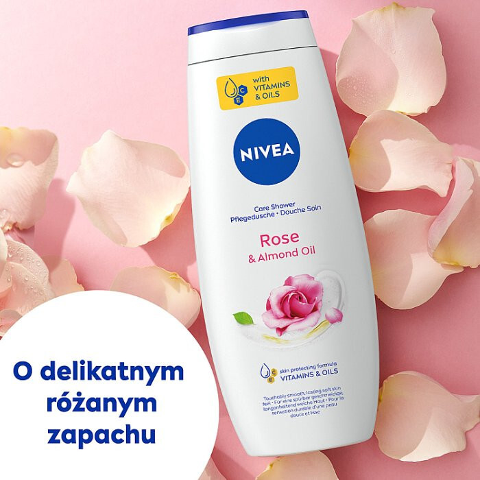 Nivea żel pod prysznic rose & almond oil, 500 ml