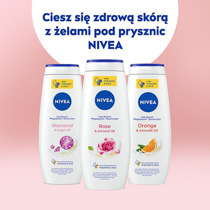 Nivea żel pod prysznic rose & almond oil, 500 ml
