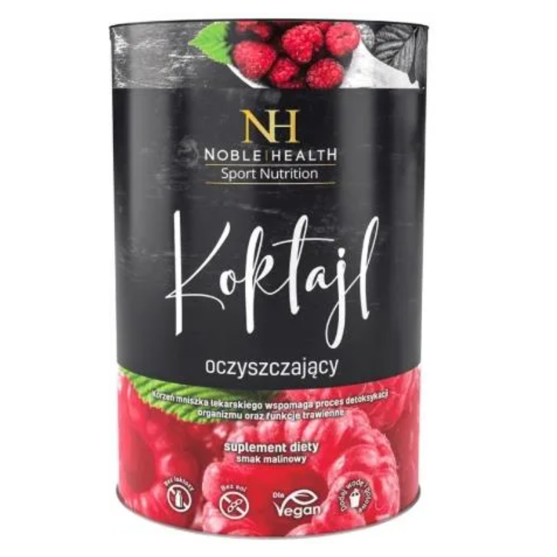 Noble Health Koktajl oczyszczający w proszku o smaku malinowym, 150 g