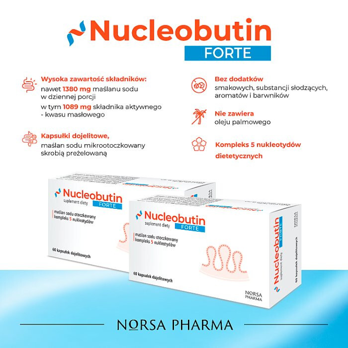 Nucleobutin Forte kapsułki dojelitowe z maślanem sodu, 60 szt.