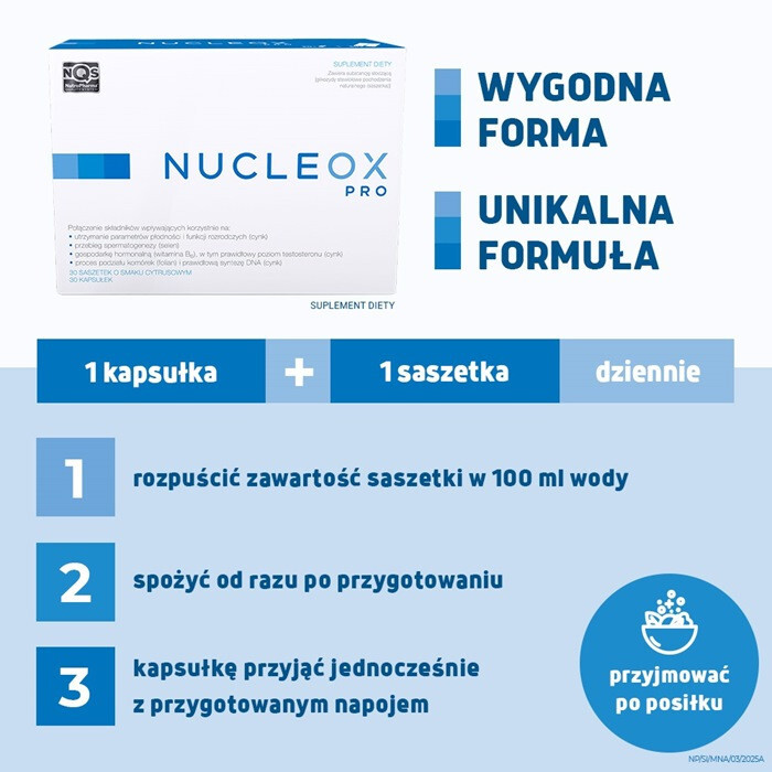 Nucleox Pro kapsułki + saszetki dla mężczyzn smak cytrusowy, 30 + 30 szt.