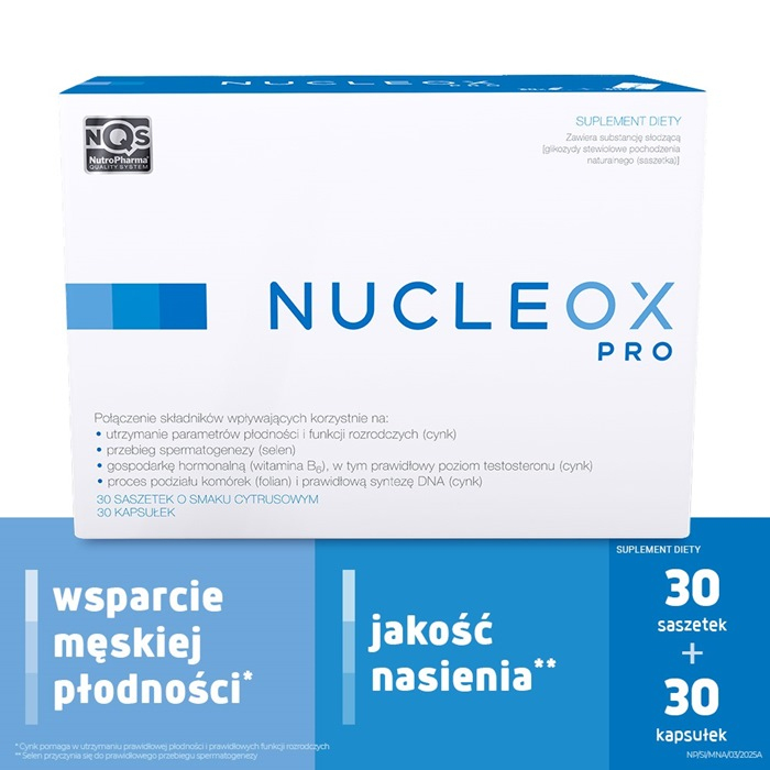 Nucleox Pro kapsułki + saszetki dla mężczyzn smak cytrusowy, 30 + 30 szt.