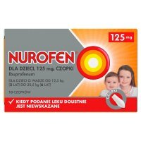 Nurofen dla dzieci czopki ibuprofen 125 mg leki przeciwbólowe od 2 lat lub 12,5 kg 10 szt