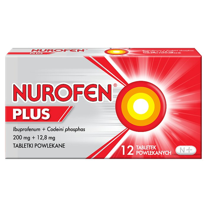 Nurofen Plus ibuprofen 200 mg + kodeina 12,8 mg tabletki powlekane, 12 szt.
