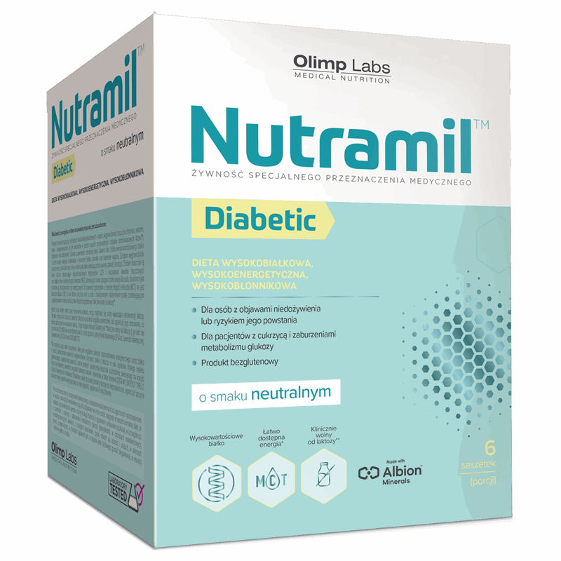 Nutramil Diabetic proszek o smaku neutralnym saszetki, 6 szt.