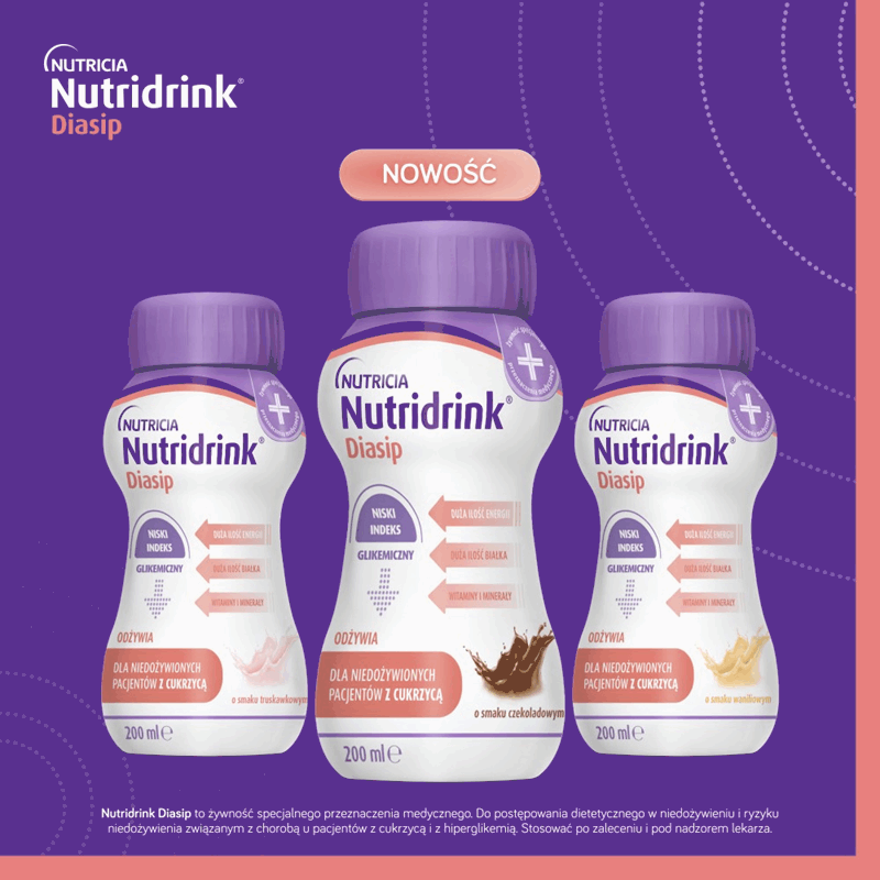 Nutridrink Diasip preparat odżywczy o smaku czekoladowym, 4 szt. x 200 ml
