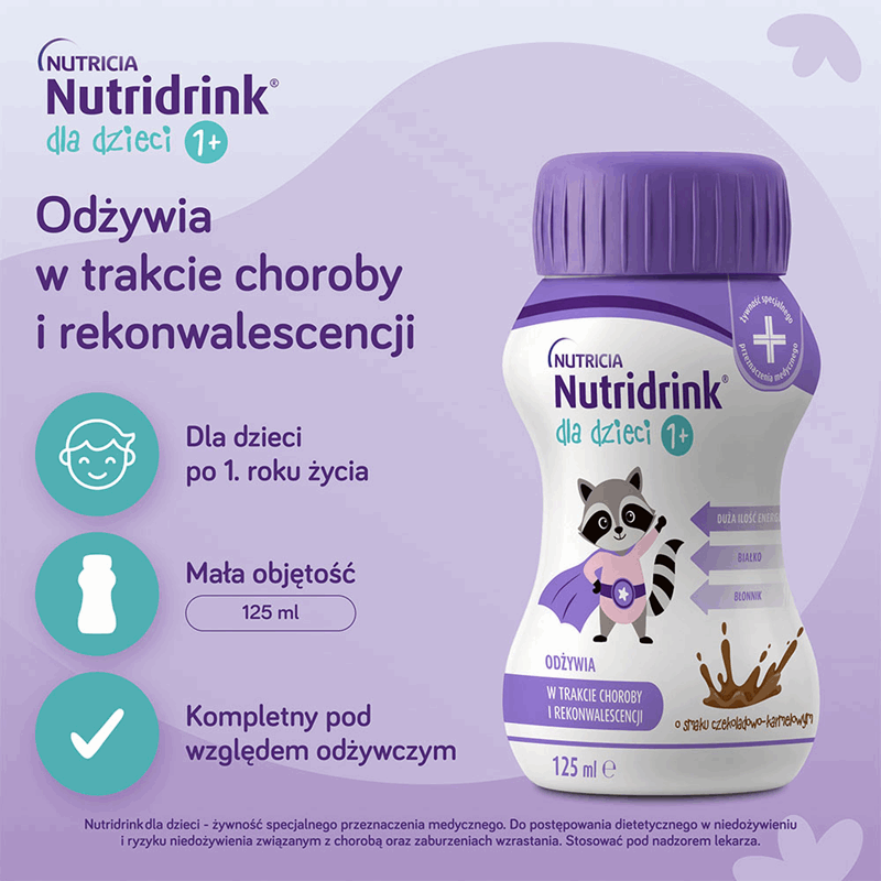 Nutridrink dla dzieci preparat odżywczy o smaku czekoladowo-karmelowym, 4 szt. x 125 ml