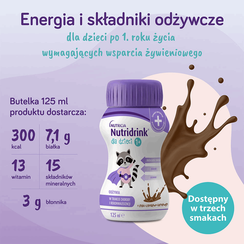 Nutridrink dla dzieci preparat odżywczy o smaku czekoladowo-karmelowym, 4 szt. x 125 ml