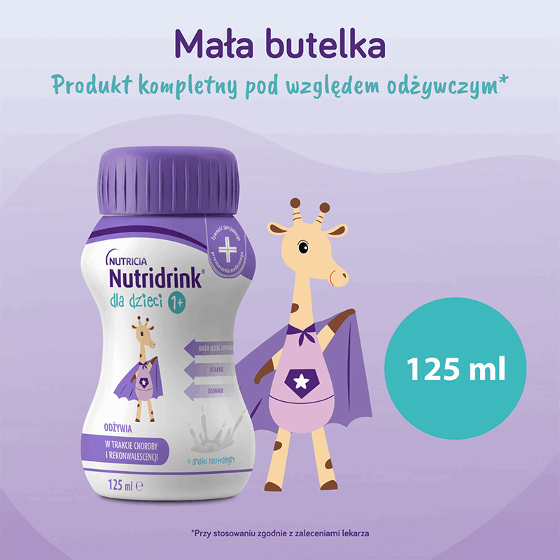 Nutridrink dla dzieci preparat odżywczy o smaku neutralnym, 4 szt. x 125 ml