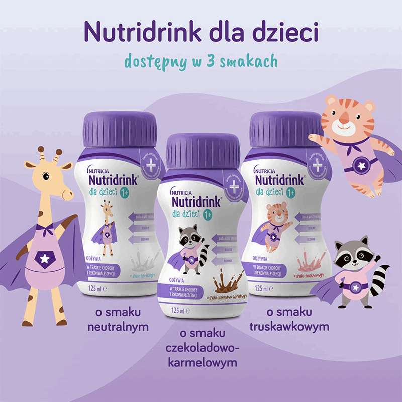 Nutridrink dla dzieci preparat odżywczy o smaku truskawkowym, 4 szt. x 125 ml