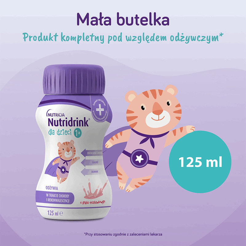 Nutridrink dla dzieci preparat odżywczy o smaku truskawkowym, 4 szt. x 125 ml