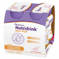 Nutridrink Juice Style Preparat odżywczy w płynie o smaku orzeźwiającej maliny, 4 x 200 ml