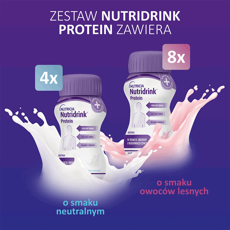 Nutridrink Protein napój odżywczo-leczniczy różne smaki zestaw, 12 x 125 ml