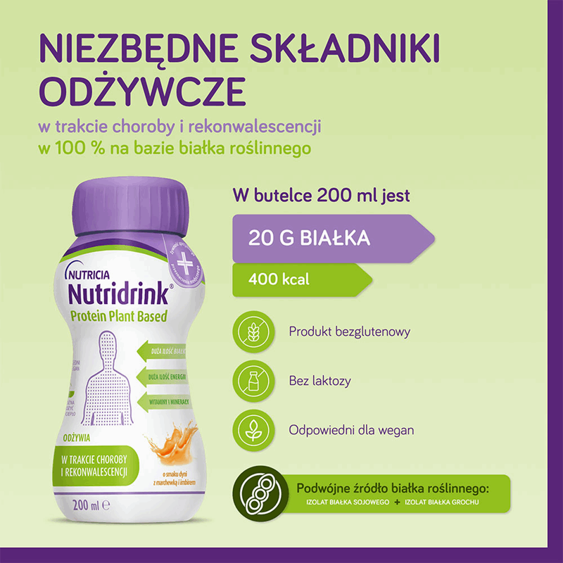 Nutridrink Protein Plant Based preparat odżywczy o smaku dyni z marchewką i imbirem, 4 szt. x 200 ml