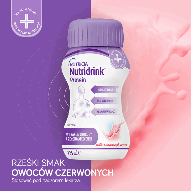 Nutridrink Protein preparat odżywczy o rześkim smaku czerwonych owoców, 4 x 125 ml