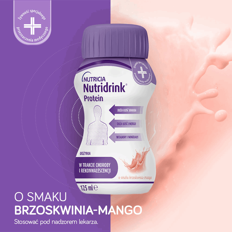 Nutridrink Protein preparat odżywczy o smaku brzoskwinia-mango, 4 x 125 ml