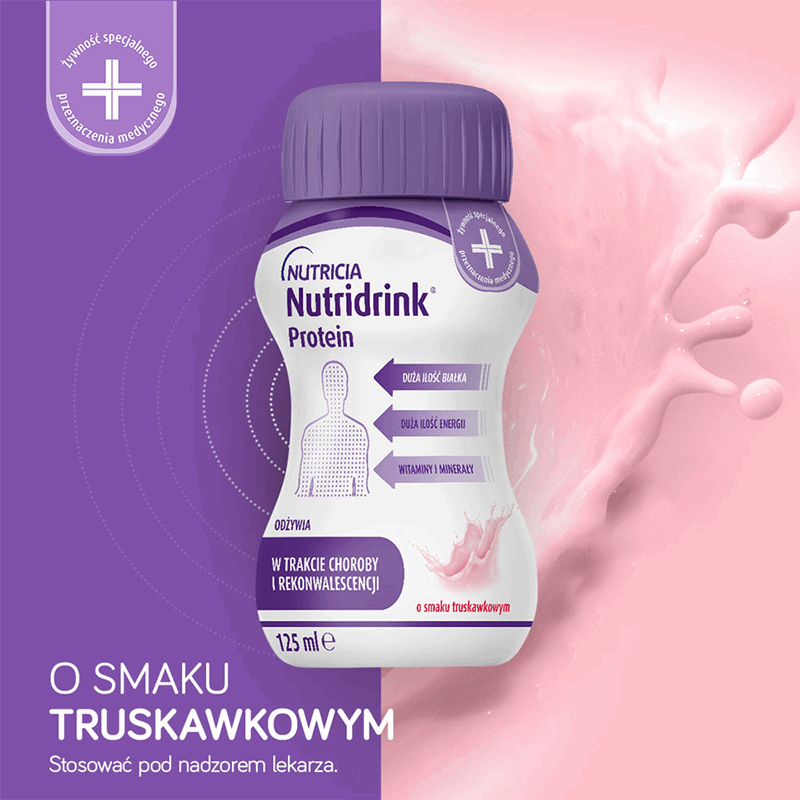 Nutridrink Protein preparat odżywczy o smaku truskawkowym, 4 x 125 ml