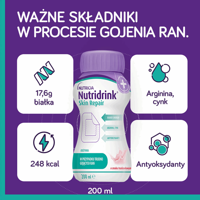Nutridrink Skin Repair smak czekoladowy, 4 x 200 ml